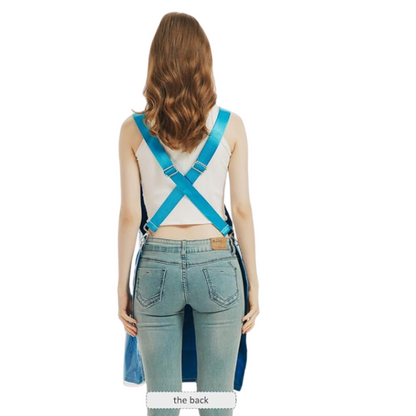 Anyhouz Kitchen Apron Blue Waterproof Oilproof Canvas Double layer For Barber Painting Men and Women Work Clothes-Aprons-PEROZ Accessories