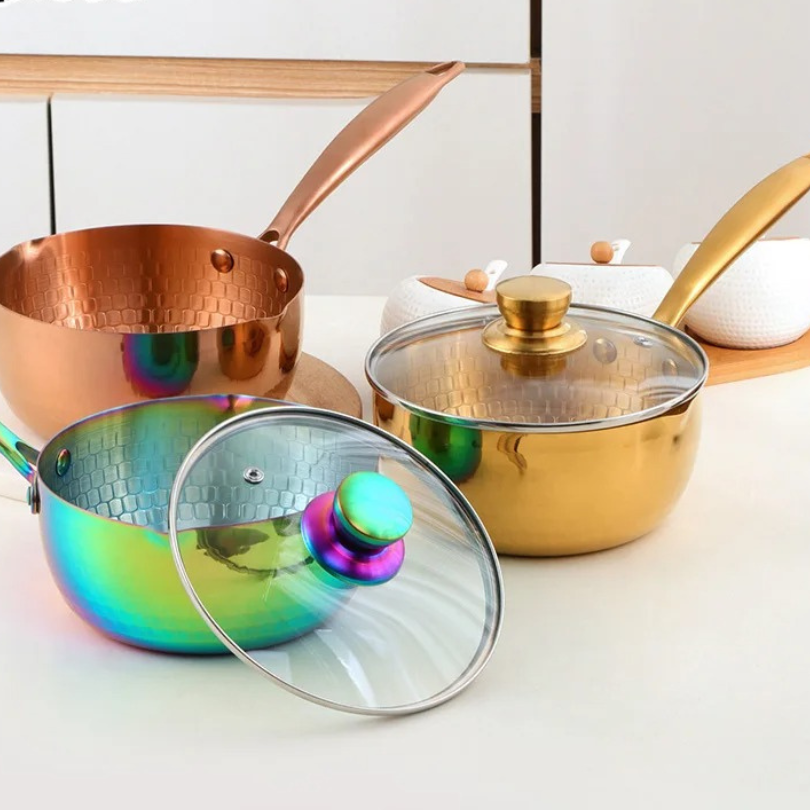 Anygleam Stock Pot Silver Non-Stick Stainless Steel Kitchen Snow Pan Noodle Soup with Lid Cooker Universal Cookware-Pots-PEROZ Accessories