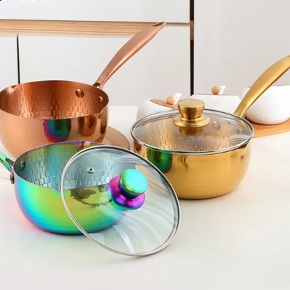 Anygleam Stock Pot Silver Non-Stick Stainless Steel Kitchen Snow Pan Noodle Soup with Lid Cooker Universal Cookware-Pots-PEROZ Accessories