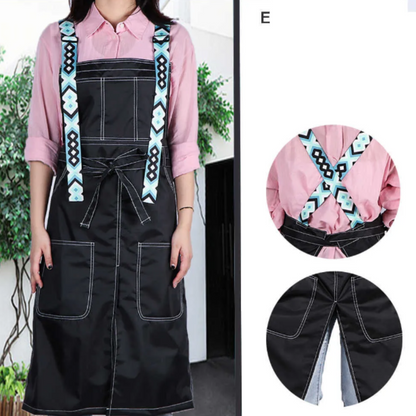 Anyhouz Kitchen Apron Black Blue White 2 Bags Bibs Trendy Waterproof Oil Resistant Overall Chef Adjustable Nail Salon-Aprons-PEROZ Accessories