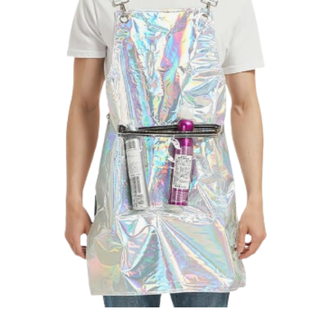 Anyhouz Salon Barber Apron Laser 3 Pockets Fashion Cross-back Adjustable Waterproof Ideal for Hair Stylist-Aprons-PEROZ Accessories