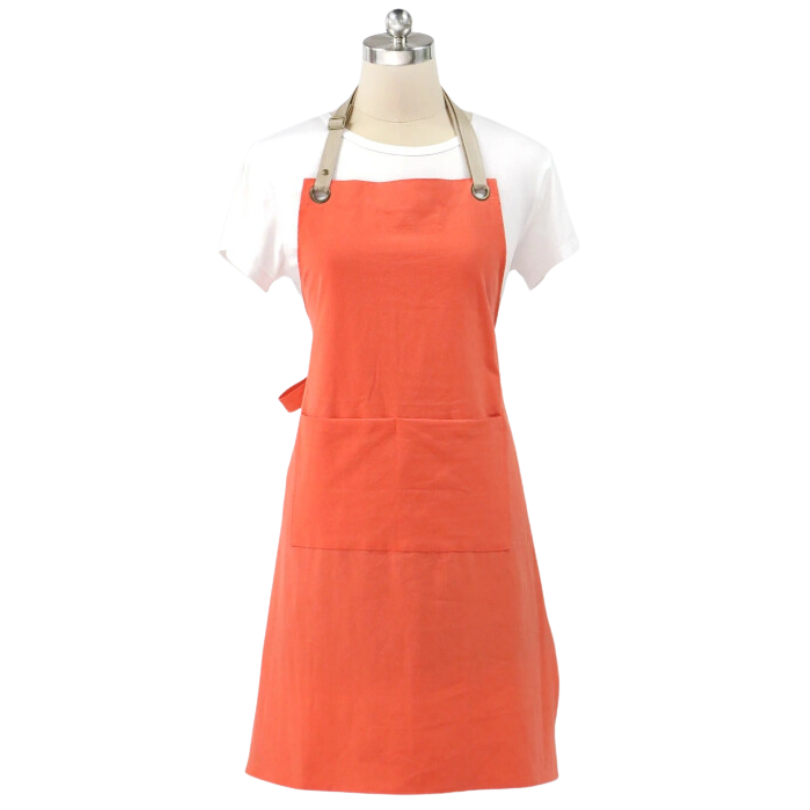 Anyhouz Kitchen Apron Orange Cotton Linen Home Cleaning Garden Women Man Adjustable Neckband Dress Cafe Chef Cooking-Aprons-PEROZ Accessories