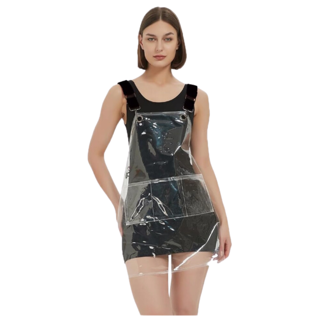 Anyhouz Kitchen Apron Black Ribbon Waterproof TPU Men Women Work Clothes For Barber Haircut Antifouling Oilproof Painting-Aprons-PEROZ Accessories