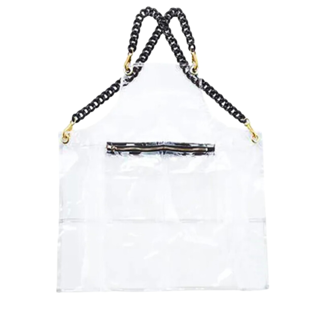 Anyhouz Salon Barber Apron Transparent 3 Pockets Fashion Cross-back Adjustable Waterproof Ideal for Hair Stylist-Aprons-PEROZ Accessories
