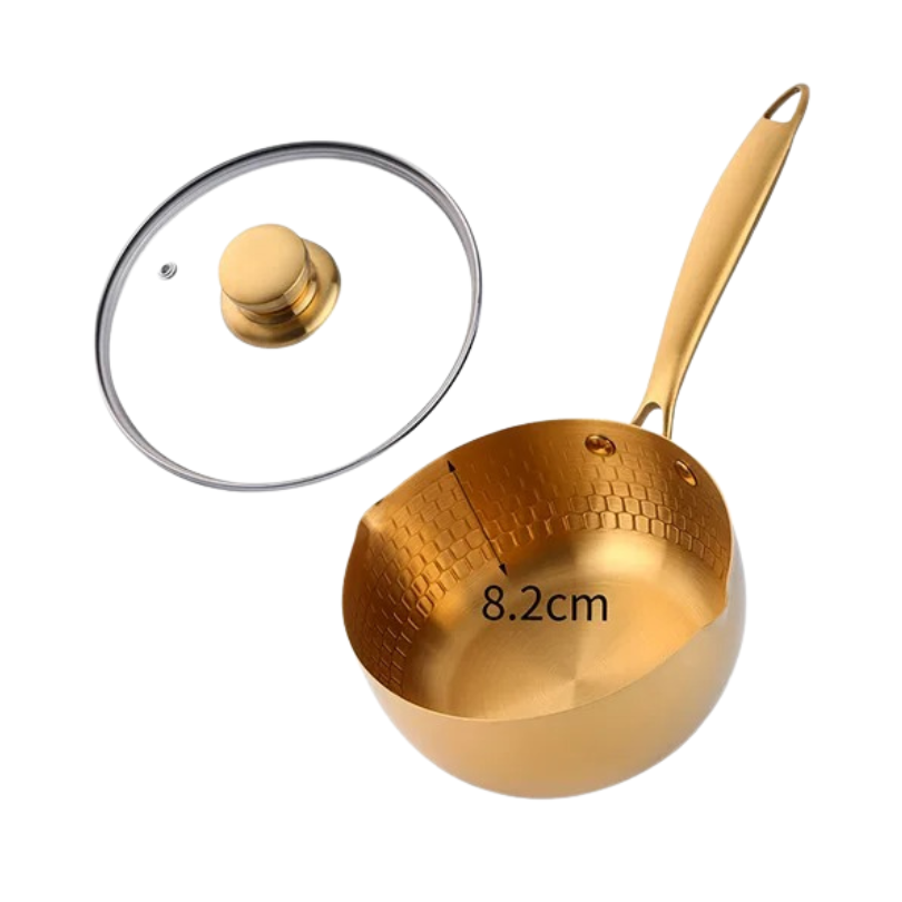 Anygleam Stock Pot Gold Non-Stick Stainless Steel Kitchen Snow Pan Noodle Soup with Lid Cooker Universal Cookware-Pots-PEROZ Accessories