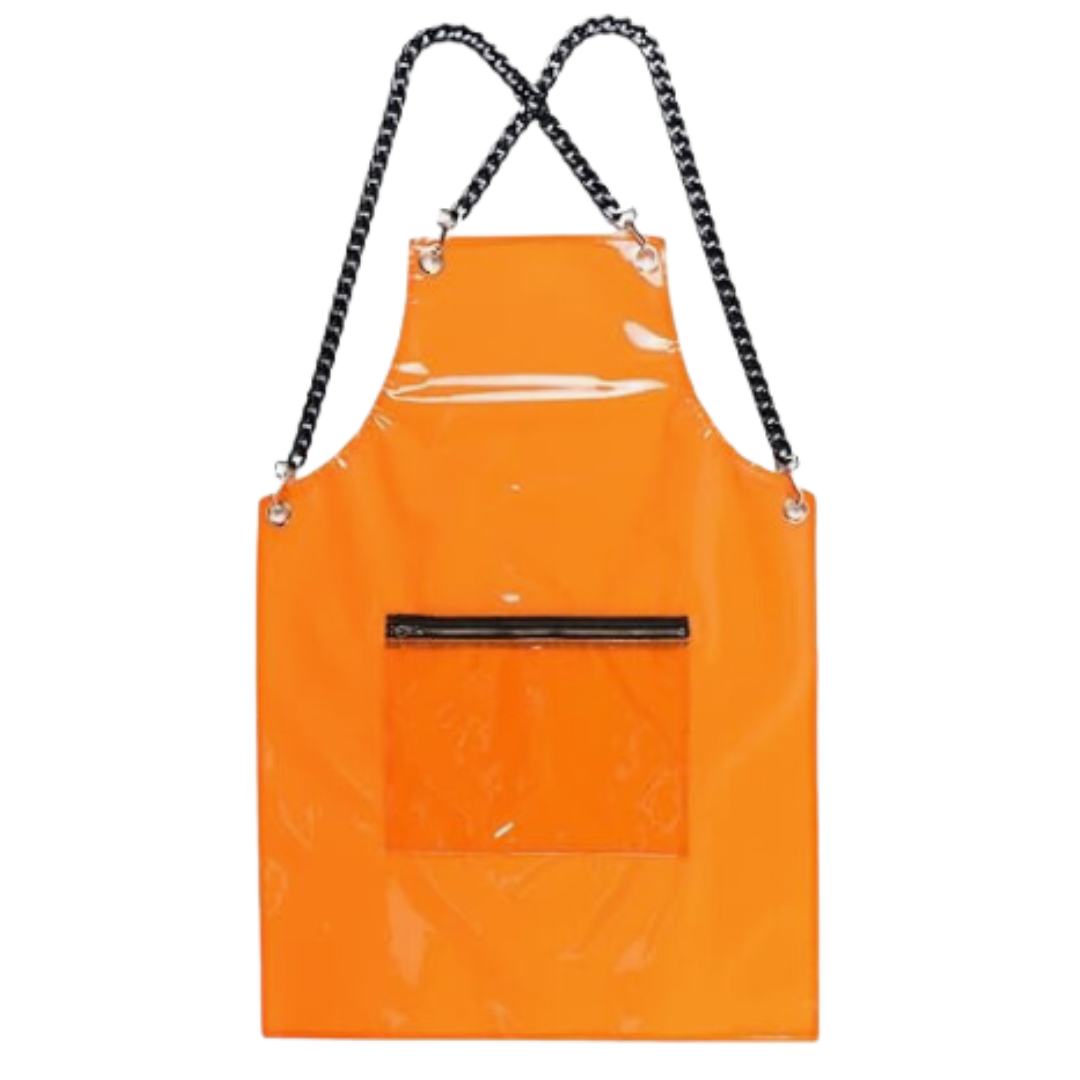 Anyhouz Salon Barber Apron Orange 3 Pockets Fashion Cross-back Adjustable Waterproof Ideal for Hair Stylist-Aprons-PEROZ Accessories