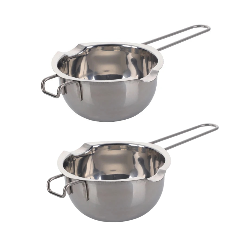 Anygleam Melting Pot 2Pcs Silver Chocolate Melt Cookware Kitchen Heating Container Milk Bowl Baking Tool Kitchenware-Pots-PEROZ Accessories