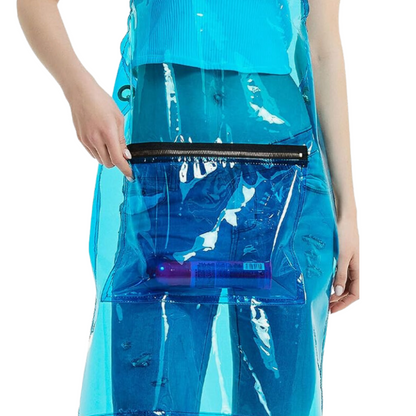 Anyhouz Salon Barber Apron Blue 3 Pockets Fashion Cross-back Adjustable Waterproof Ideal for Hair Stylist-Aprons-PEROZ Accessories