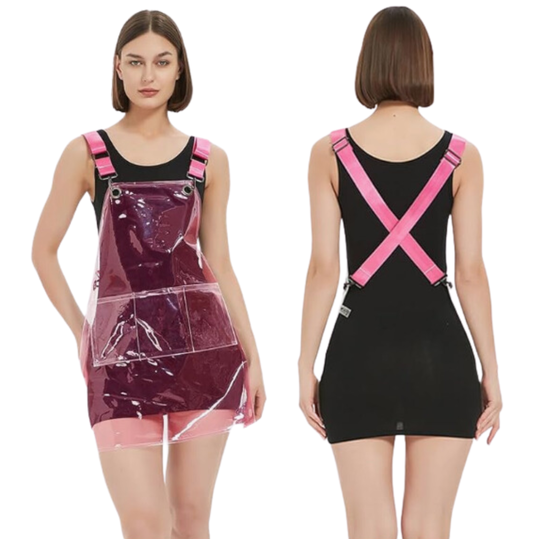 Anyhouz Kitchen Apron Waterproof TPU Men Women Work Clothes For Barber Haircut Antifouling Oilproof Painting All Pink-Aprons-PEROZ Accessories