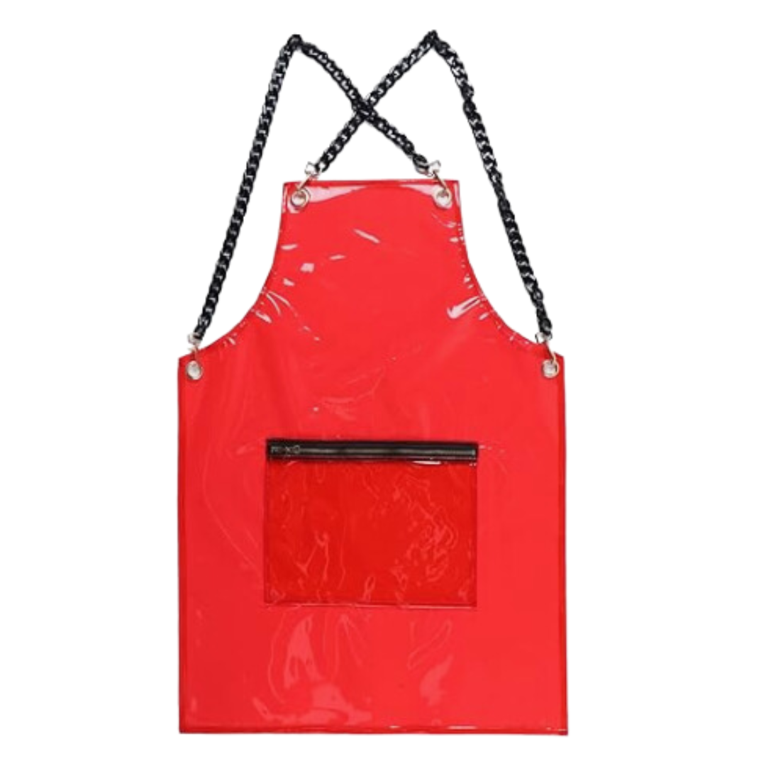 Anyhouz Salon Barber Apron Red 3 Pockets Fashion Cross-back Adjustable Waterproof Ideal for Hair Stylist-Aprons-PEROZ Accessories