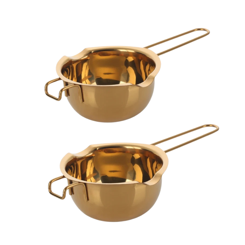 Anygleam Melting Pot 2Pcs Gold Chocolate Melt Cookware Kitchen Heating Container Milk Bowl Baking Tool Kitchenware-Pots-PEROZ Accessories
