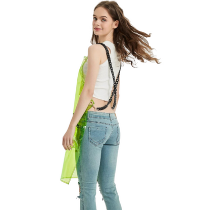 Anyhouz Salon Barber Apron Green 3 Pockets Fashion Cross-back Adjustable Waterproof Ideal for Hair Stylist-Aprons-PEROZ Accessories