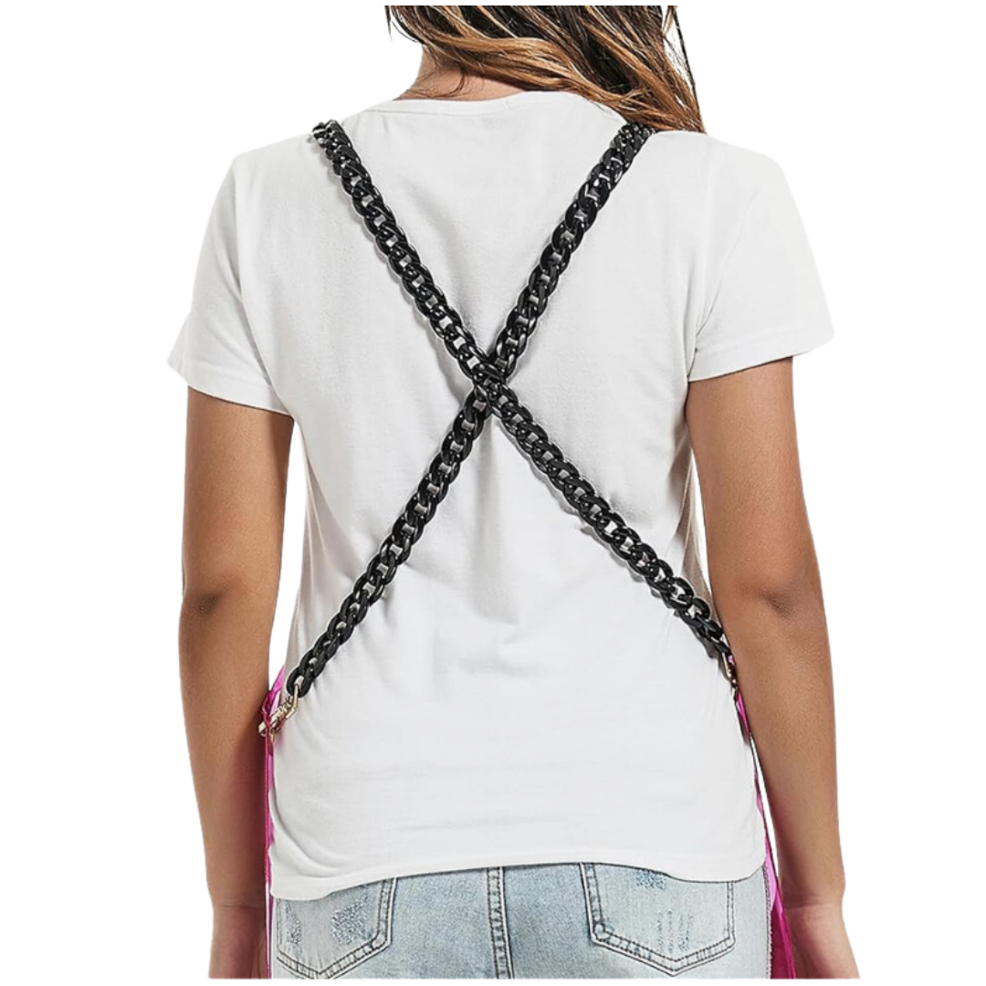 Anyhouz Salon Barber Apron Pink 3 Pockets Fashion Cross-back Adjustable Waterproof Ideal for Hair Stylist-Aprons-PEROZ Accessories
