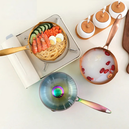 Anygleam Stock Pot Silver Non-Stick Stainless Steel Kitchen Snow Pan Noodle Soup with Lid Cooker Universal Cookware-Pots-PEROZ Accessories