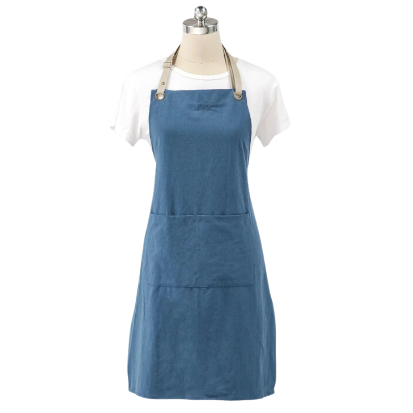 Anyhouz Kitchen Apron Royal Blue Cotton Linen Home Cleaning Garden Women Man Adjustable Neckband Dress Cafe Chef Cooking-Aprons-PEROZ Accessories