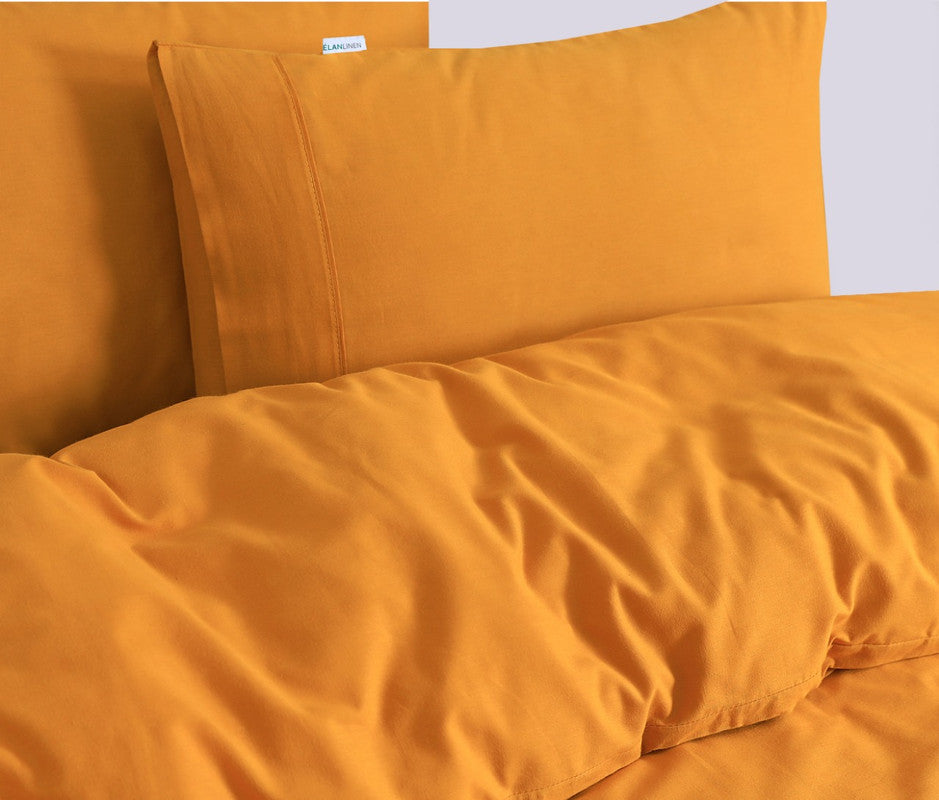 Elan Linen 100% Egyptian Cotton Vintage Washed 500TC Mustard King Single Quilt Cover Set-Home &amp; Garden &gt; Bedding-PEROZ Accessories