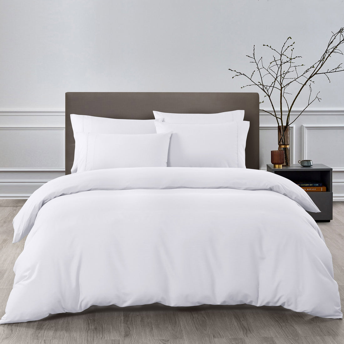 Royal Comfort 2000TC 6 Piece Bamboo Sheet &amp; Quilt Cover Set Cooling Breathable - Double - White-Bed Sheets-PEROZ Accessories