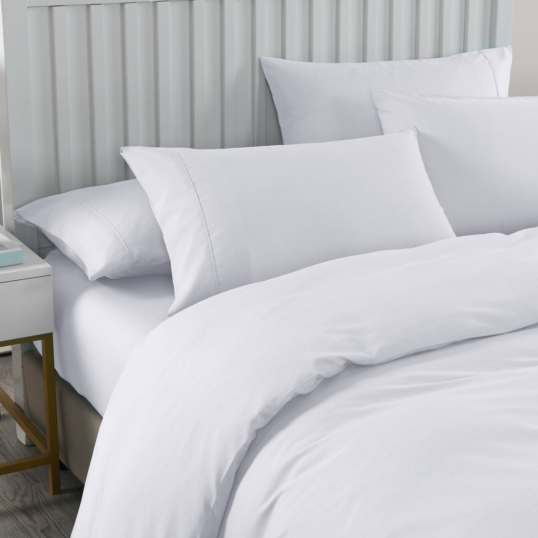 Royal Comfort 2000TC 6 Piece Bamboo Sheet &amp; Quilt Cover Set Cooling Breathable - Double - White-Bed Sheets-PEROZ Accessories
