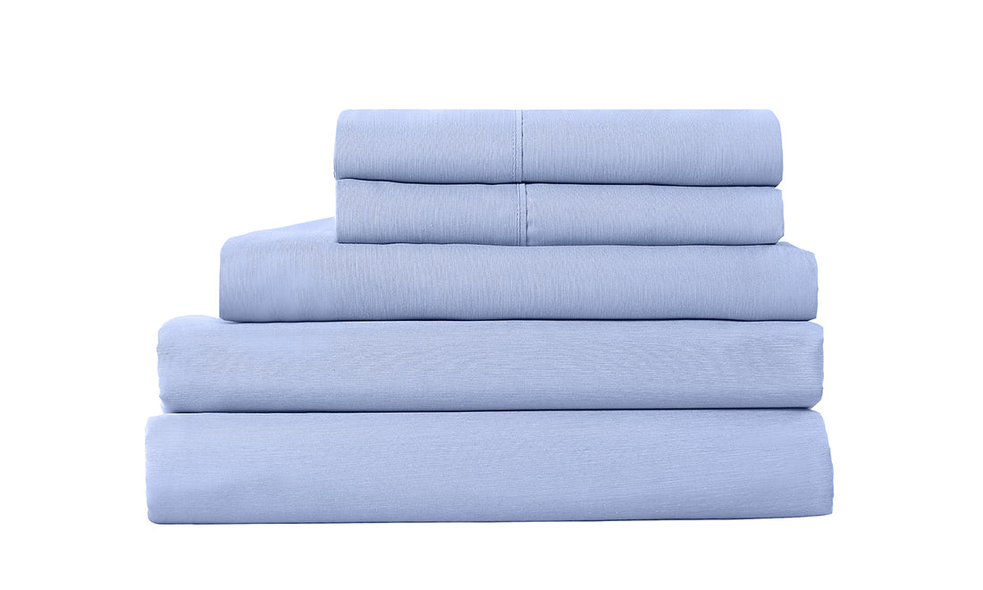 Royal Comfort 2000TC 6 Piece Bamboo Sheet &amp; Quilt Cover Set Cooling Breathable - Queen - Light Blue-Bed Sheets-PEROZ Accessories
