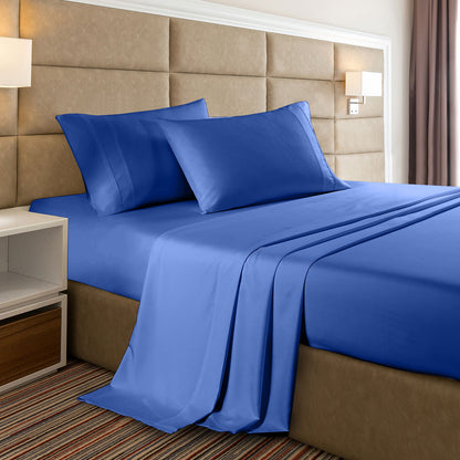 Casa Decor 2000 Thread Count Bamboo Cooling Sheet Set Ultra Soft Bedding - Double - Royal Blue-Home &amp; Garden &gt; Bedding-PEROZ Accessories