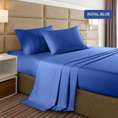 Casa Decor 2000 Thread Count Bamboo Cooling Sheet Set Ultra Soft Bedding - Double - Royal Blue-Home &amp; Garden &gt; Bedding-PEROZ Accessories