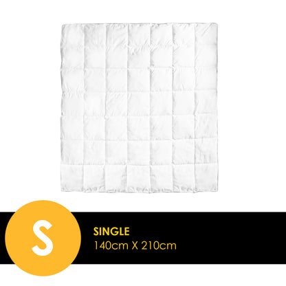 Royal Comfort Bamboo Blend Quilt 250GSM Luxury Duvet 100% Cotton Cover - Single - White-Home &amp; Garden &gt; Bedding-PEROZ Accessories