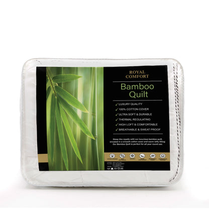 Royal Comfort Bamboo Blend Quilt 250GSM Luxury Duvet 100% Cotton Cover - Double - White-Home &amp; Garden &gt; Bedding-PEROZ Accessories