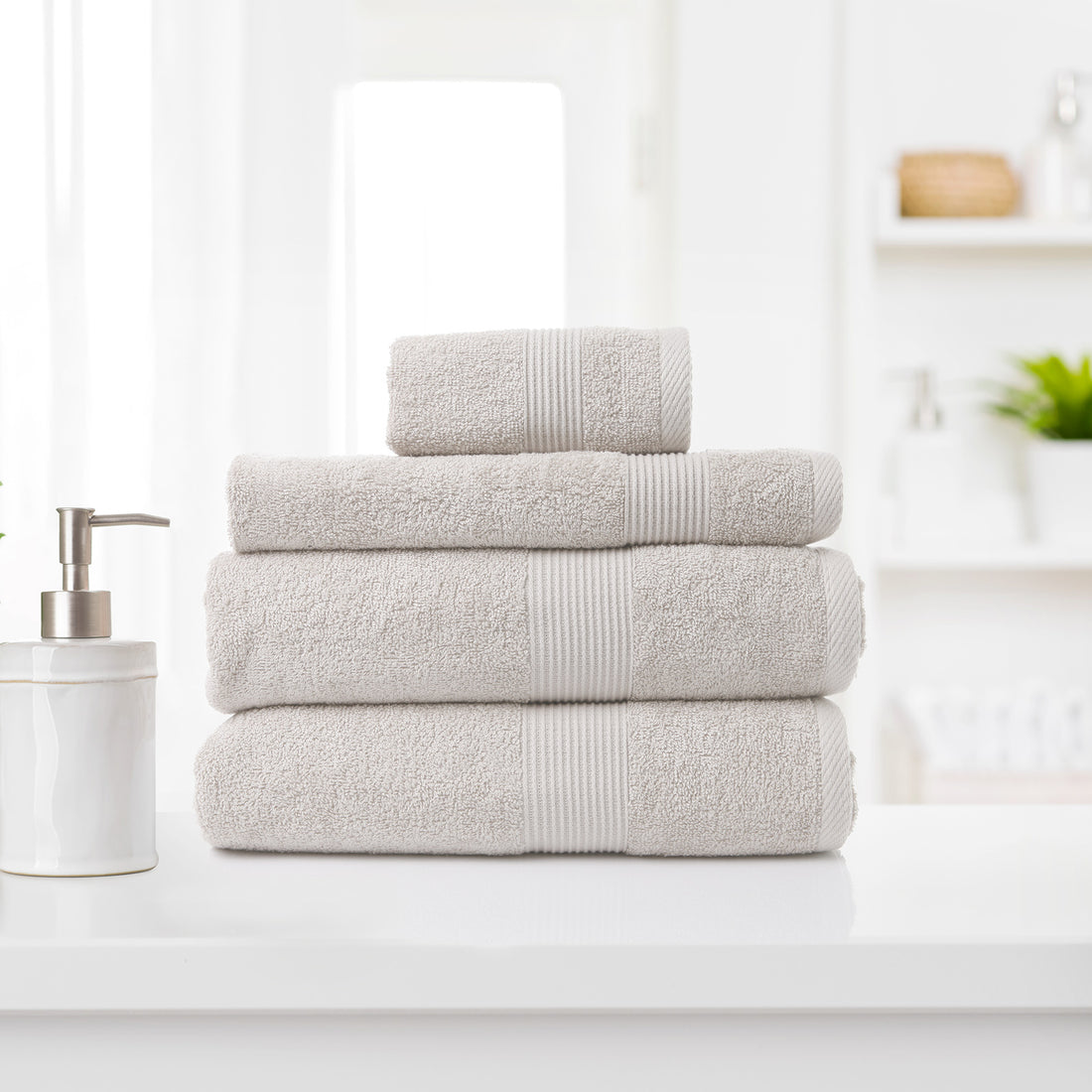 Royal Comfort 4 Piece Cotton Bamboo Towel Set 450GSM Luxurious Absorbent Plush - Sea Holly-Towels-PEROZ Accessories
