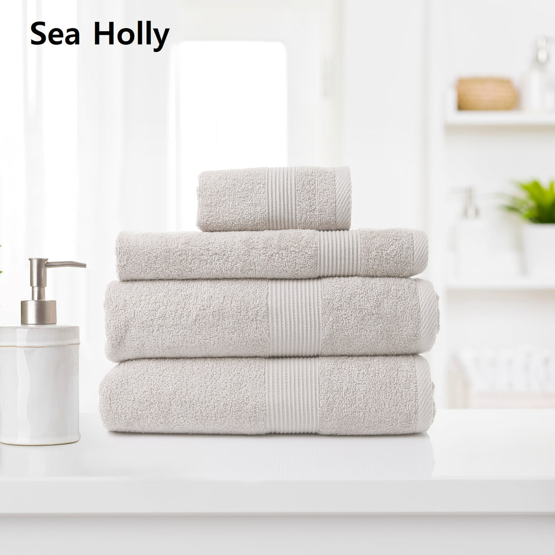 Royal Comfort 4 Piece Cotton Bamboo Towel Set 450GSM Luxurious Absorbent Plush - Sea Holly-Towels-PEROZ Accessories