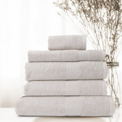 Royal Comfort 5 Piece Cotton Bamboo Towel Set 450GSM Luxurious Absorbent Plush - Sea Holly-Towels-PEROZ Accessories
