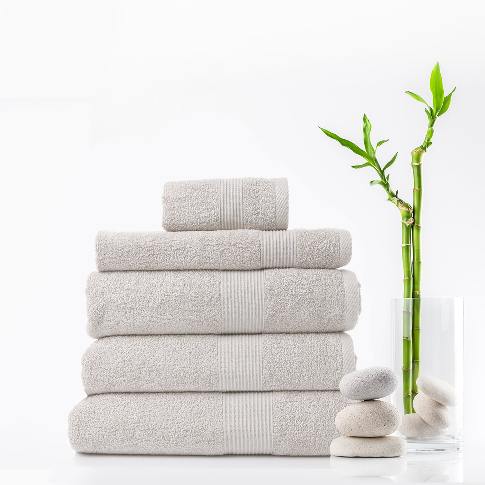 Royal Comfort 5 Piece Cotton Bamboo Towel Set 450GSM Luxurious Absorbent Plush - Sea Holly-Towels-PEROZ Accessories