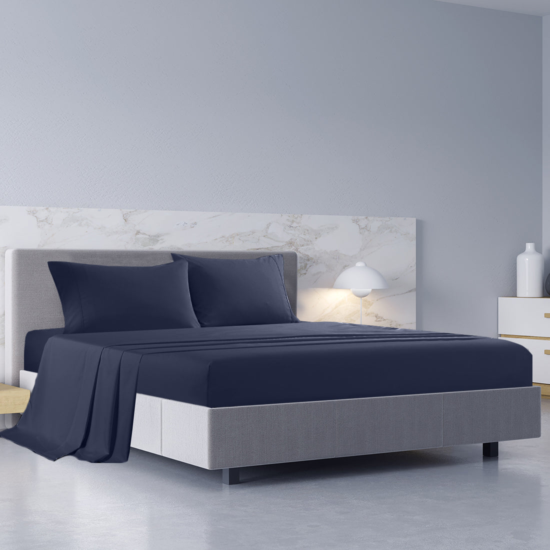Royal Comfort 1000TC Hotel Grade Bamboo Cotton Sheets Pillowcases Set Ultrasoft - Queen - Royal Blue-Bed Sheets-PEROZ Accessories