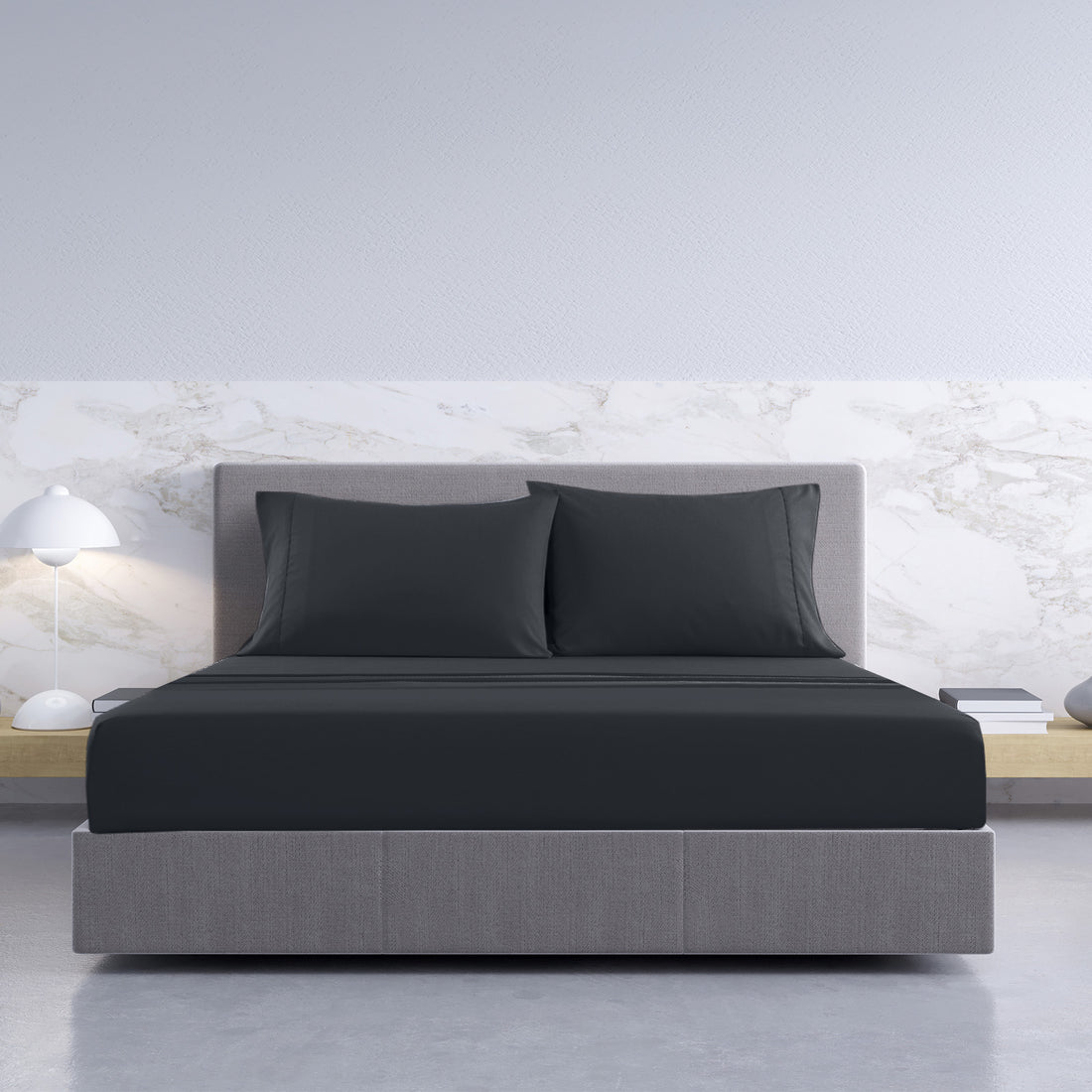 Royal Comfort 1000TC Hotel Grade Bamboo Cotton Sheets Pillowcases Set Ultrasoft - Queen - Charcoal-Bed Sheets-PEROZ Accessories