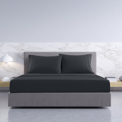 Royal Comfort 1000TC Hotel Grade Bamboo Cotton Sheets Pillowcases Set Ultrasoft - Queen - Charcoal-Bed Sheets-PEROZ Accessories