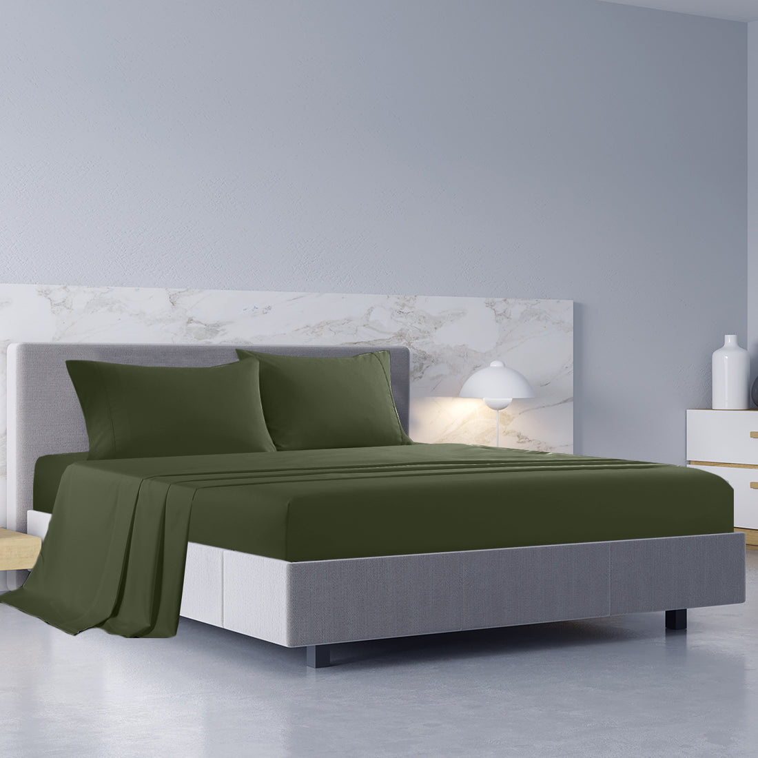 Royal Comfort 1000TC Hotel Grade Bamboo Cotton Sheets Pillowcases Set Ultrasoft - King - Olive-Bed Sheets-PEROZ Accessories