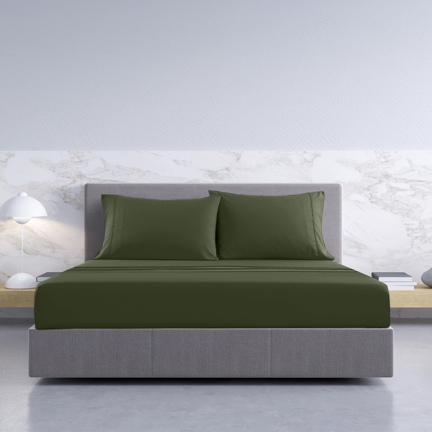 Royal Comfort 1000TC Hotel Grade Bamboo Cotton Sheets Pillowcases Set Ultrasoft - King - Olive-Bed Sheets-PEROZ Accessories