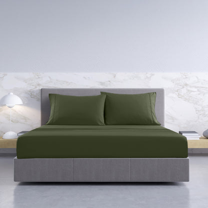 Royal Comfort 1000TC Hotel Grade Bamboo Cotton Sheets Pillowcases Set Ultrasoft - King - Olive-Bed Sheets-PEROZ Accessories