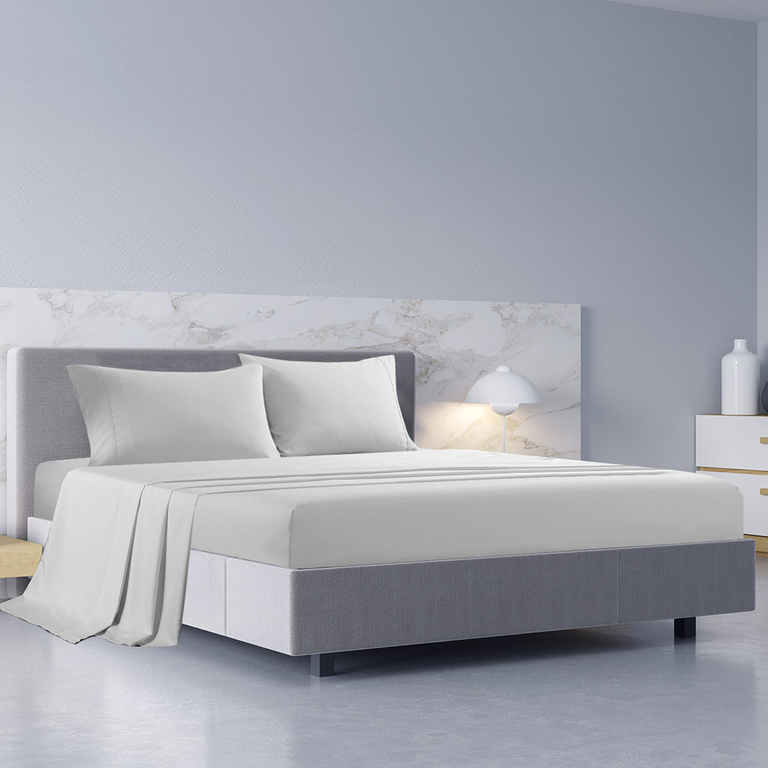 Royal Comfort 1000TC Hotel Grade Bamboo Cotton Sheets Pillowcases Set Ultrasoft - King - Cool Grey-Bed Sheets-PEROZ Accessories