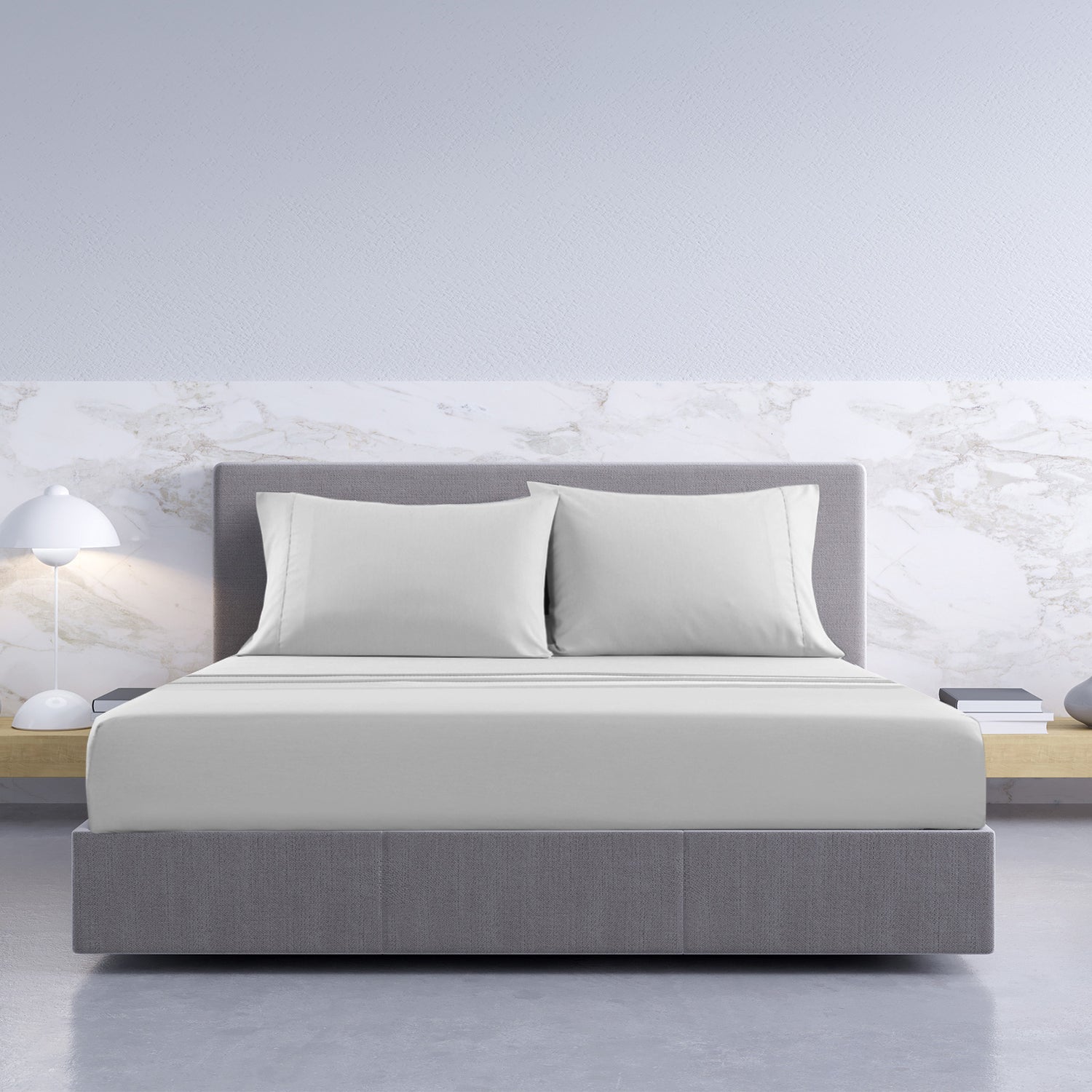 Royal Comfort 1000TC Hotel Grade Bamboo Cotton Sheets Pillowcases Set Ultrasoft - King - Cool Grey-Bed Sheets-PEROZ Accessories