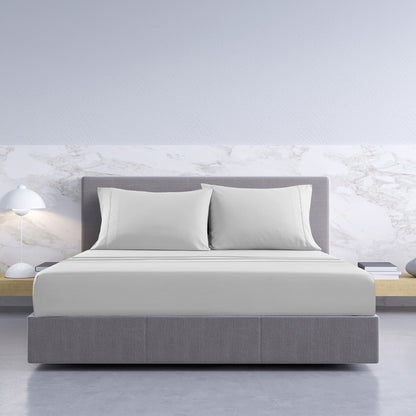 Royal Comfort 1000TC Hotel Grade Bamboo Cotton Sheets Pillowcases Set Ultrasoft - King - Cool Grey-Bed Sheets-PEROZ Accessories