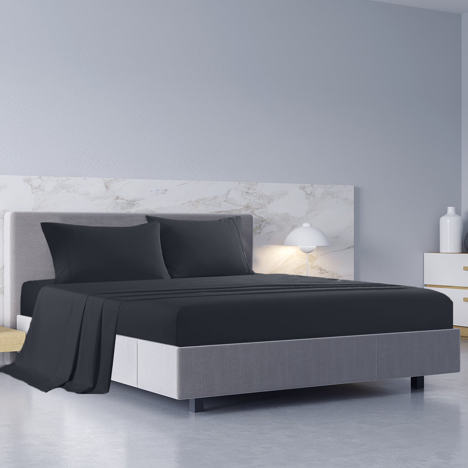 Royal Comfort 1000TC Hotel Grade Bamboo Cotton Sheets Pillowcases Set Ultrasoft - King - Charcoal-Bed Sheets-PEROZ Accessories