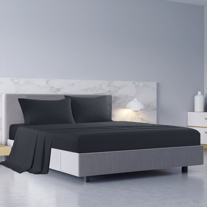 Royal Comfort 1000TC Hotel Grade Bamboo Cotton Sheets Pillowcases Set Ultrasoft - King - Charcoal-Bed Sheets-PEROZ Accessories