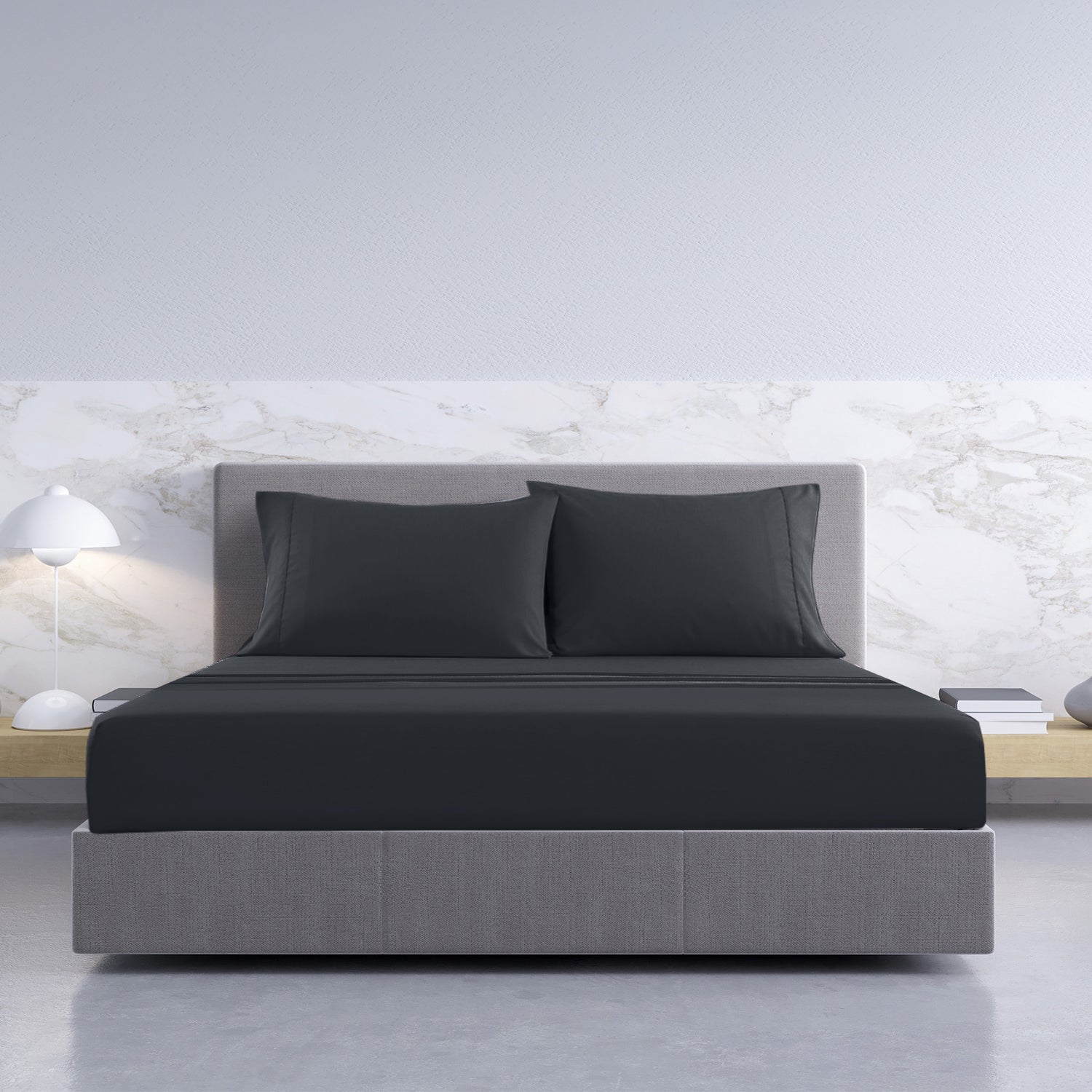 Royal Comfort 1000TC Hotel Grade Bamboo Cotton Sheets Pillowcases Set Ultrasoft - King - Charcoal-Bed Sheets-PEROZ Accessories