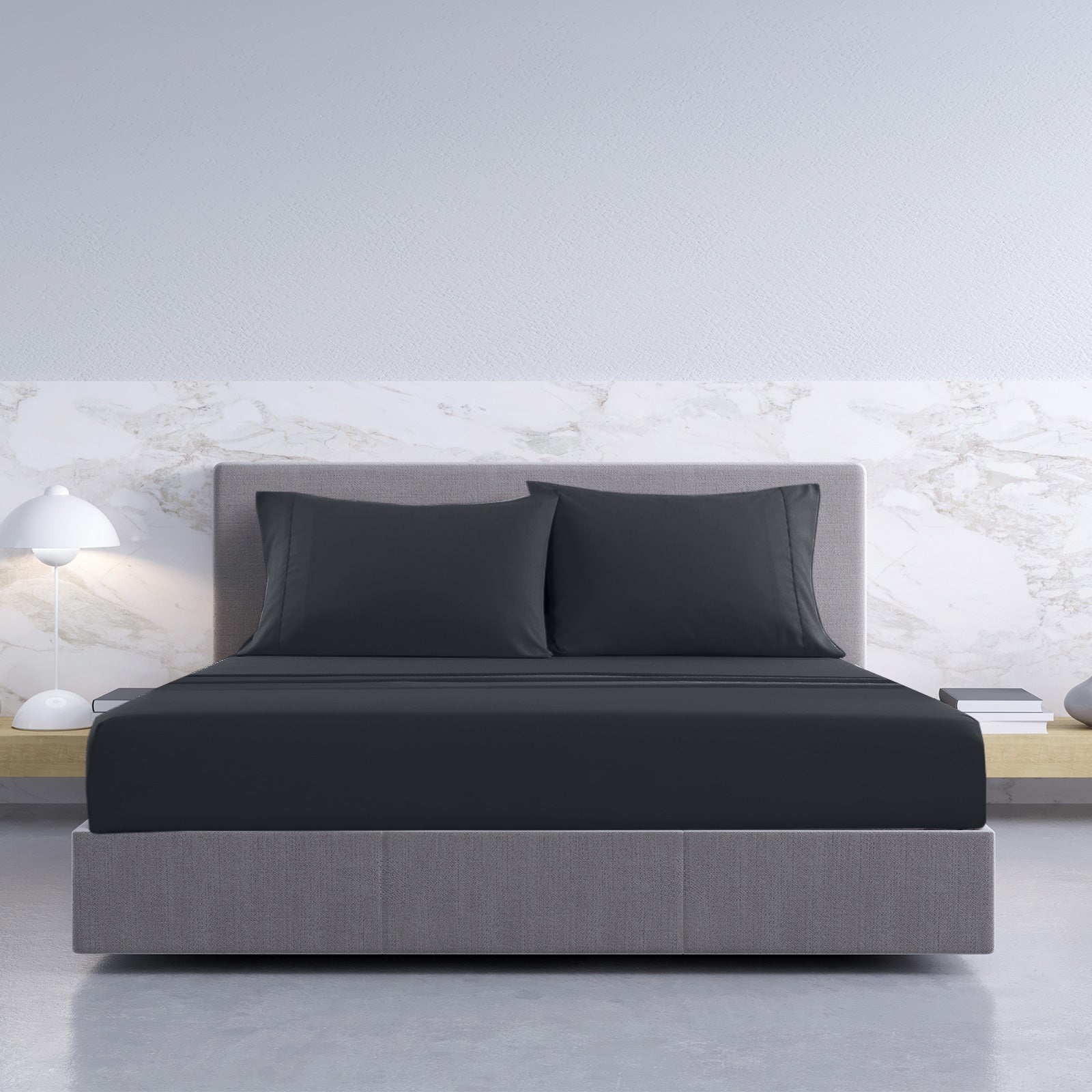 Royal Comfort 1000TC Hotel Grade Bamboo Cotton Sheets Pillowcases Set Ultrasoft - King - Charcoal-Bed Sheets-PEROZ Accessories