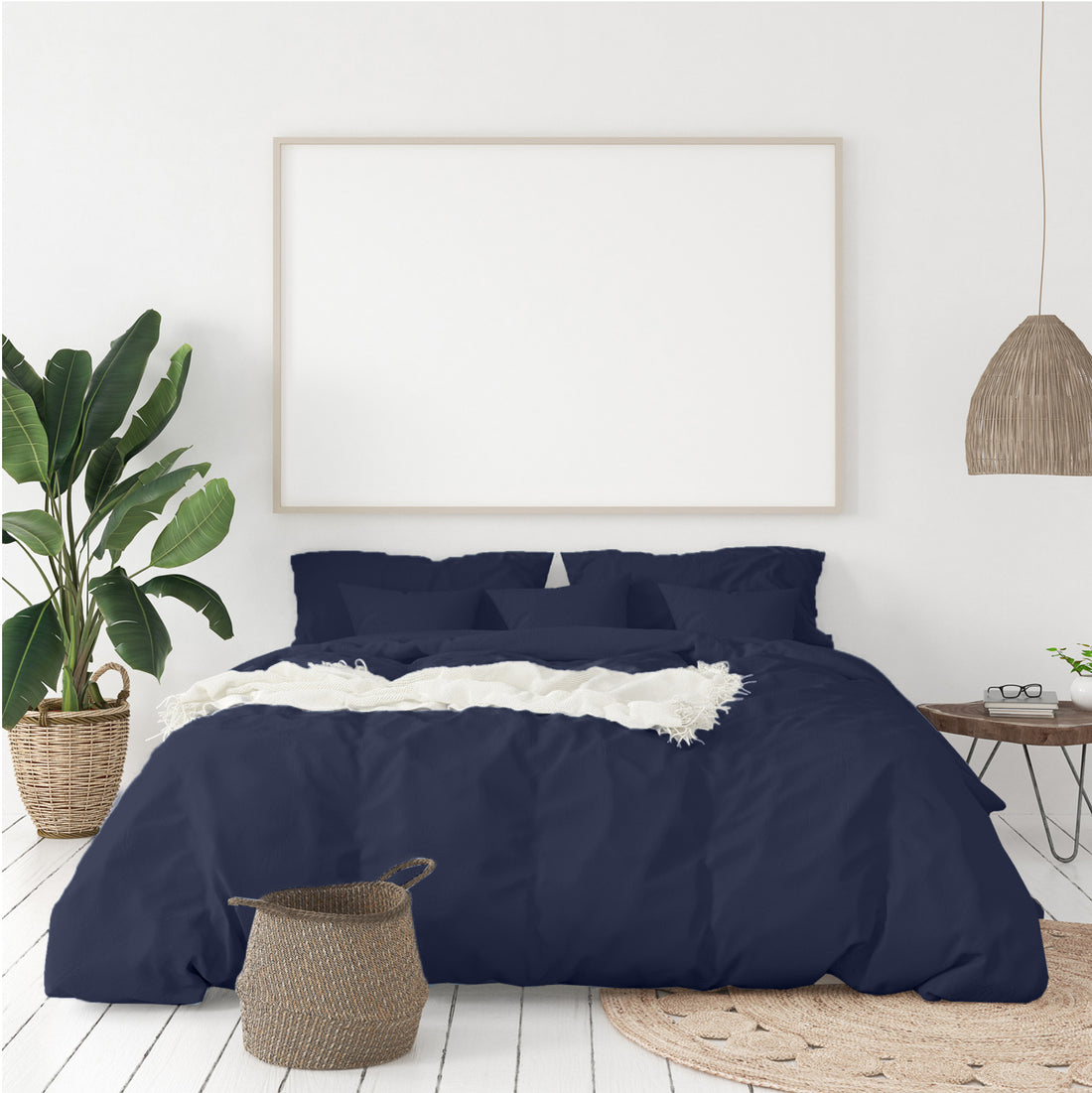 Balmain 1000 Thread Count Hotel Grade Bamboo Cotton Quilt Cover Pillowcases Set - Queen - Royal Blue-Quilt Covers-PEROZ Accessories