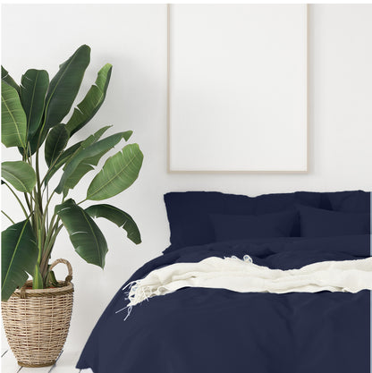 Balmain 1000 Thread Count Hotel Grade Bamboo Cotton Quilt Cover Pillowcases Set - Queen - Royal Blue-Quilt Covers-PEROZ Accessories