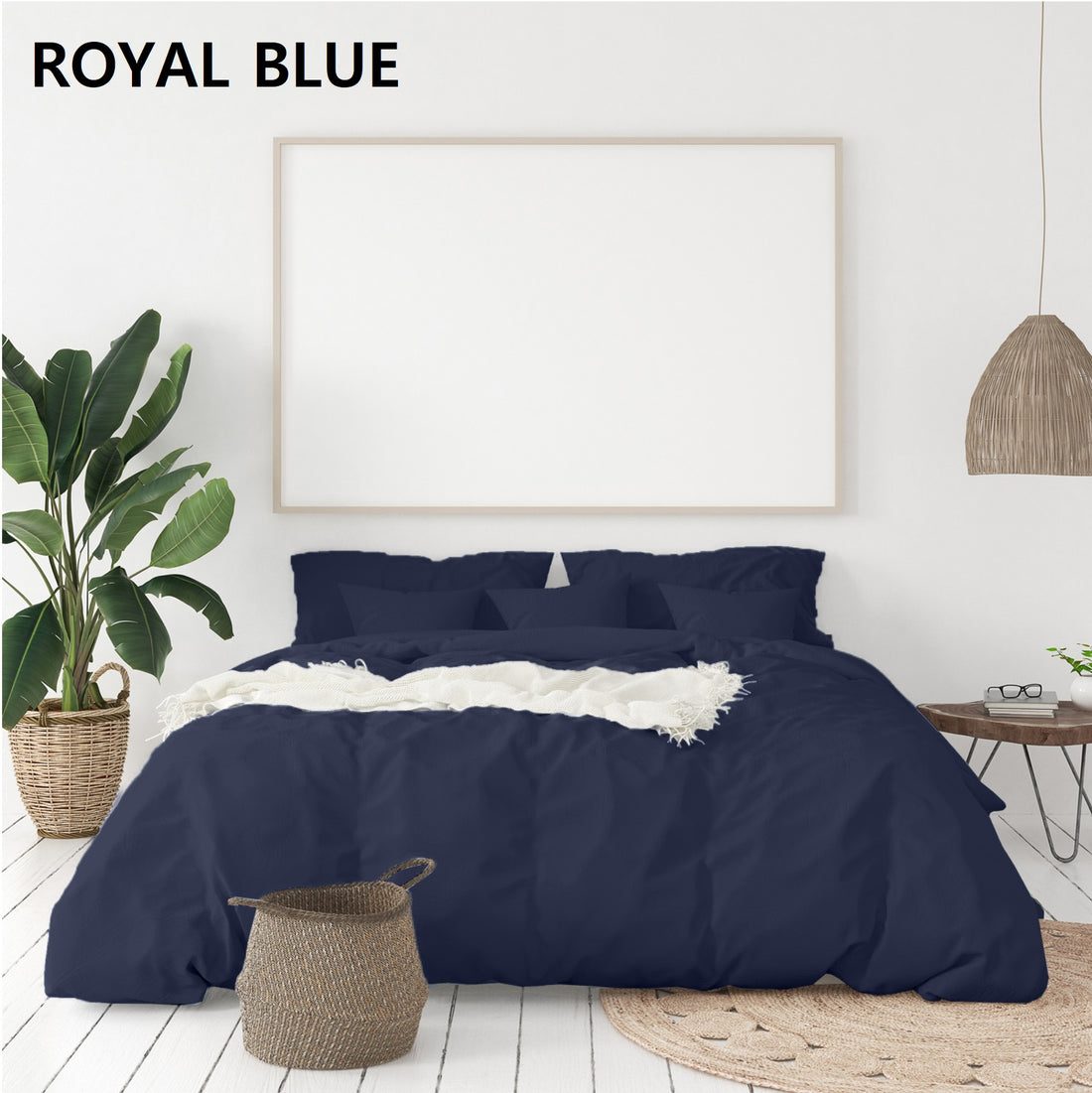 Balmain 1000 Thread Count Hotel Grade Bamboo Cotton Quilt Cover Pillowcases Set - Queen - Royal Blue-Quilt Covers-PEROZ Accessories