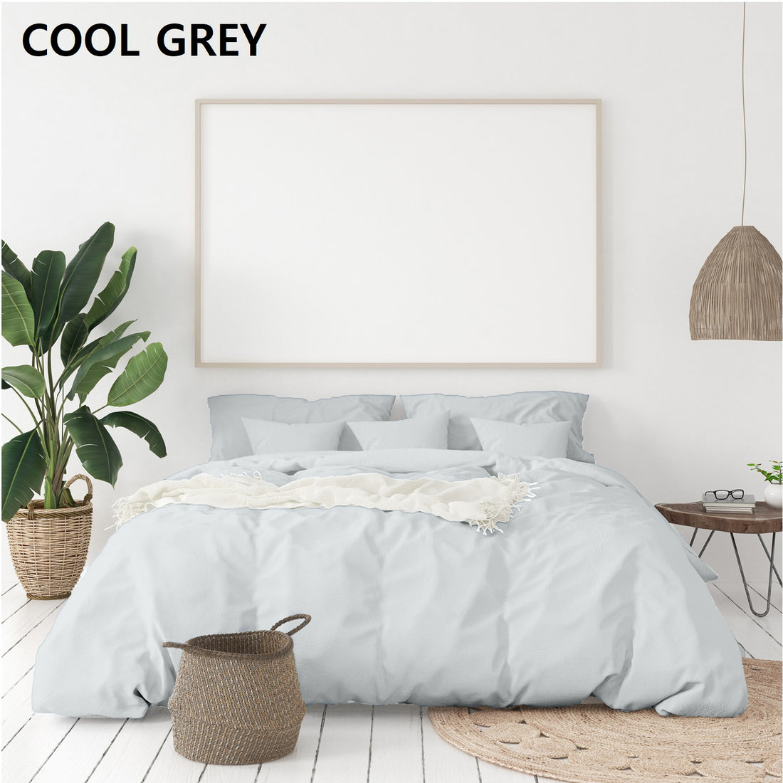Balmain 1000 Thread Count Hotel Grade Bamboo Cotton Quilt Cover Pillowcases Set - King - Cool Grey-Quilt Covers-PEROZ Accessories