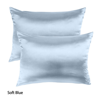 Royal Comfort Mulberry Soft Silk Hypoallergenic Pillowcase Twin Pack 51 x 76cm - Soft Blue-Pillowcases-PEROZ Accessories