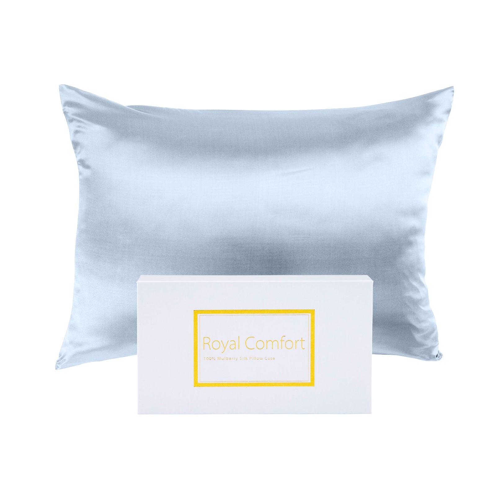 Royal Comfort Mulberry Soft Silk Hypoallergenic Pillowcase Twin Pack 51 x 76cm - Soft Blue-Pillowcases-PEROZ Accessories
